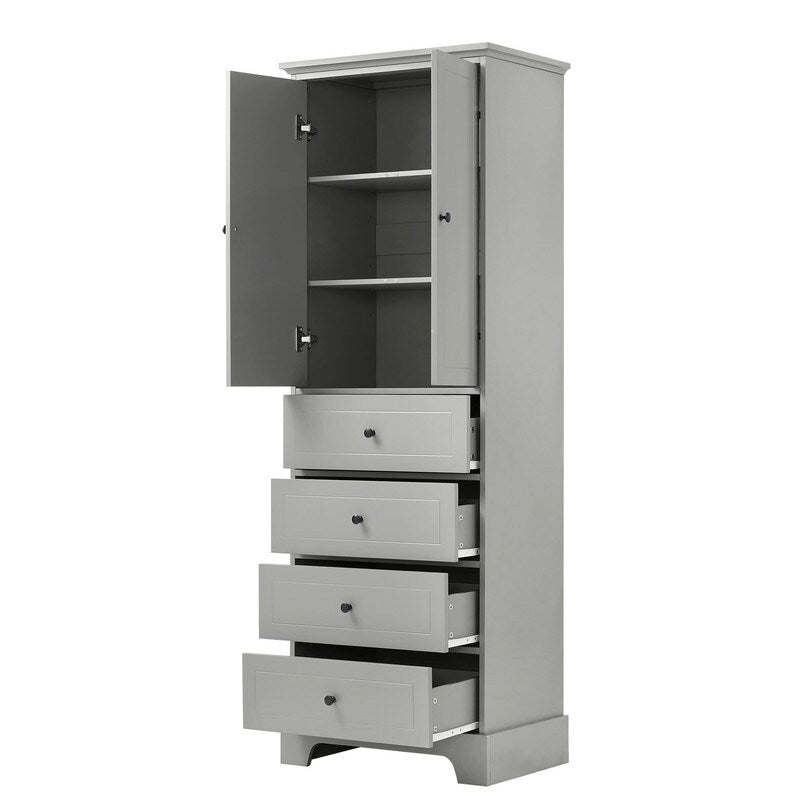 Freestanding Storage Cabinet with 2 Doors and 4 Drawers