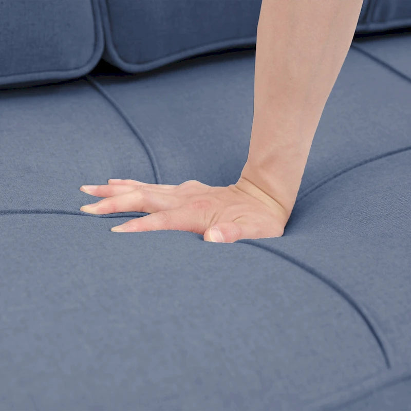 Linen Sleeper Sofa with Push-out Sofa Bed, Extra Storage Space, Phone Holder & USB Charger