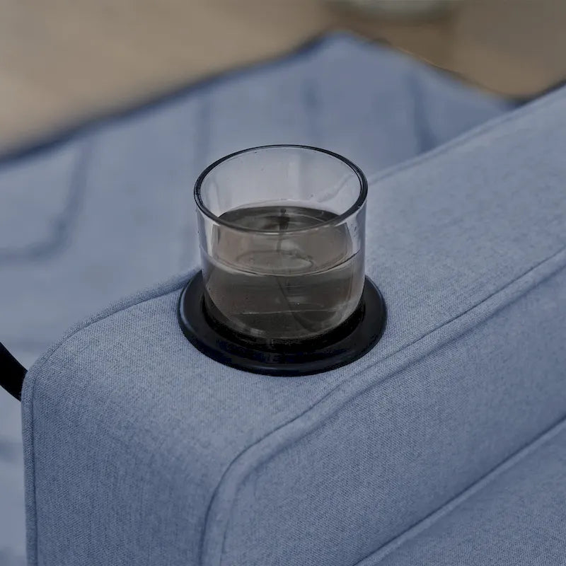 Linen Sleeper Sofa with Push-out Sofa Bed, Extra Storage Space, Phone Holder & USB Charger